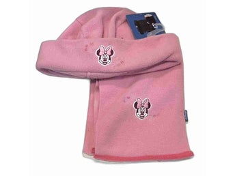Mimmi Mouse fleece set rosa mössa & halsduk Disney