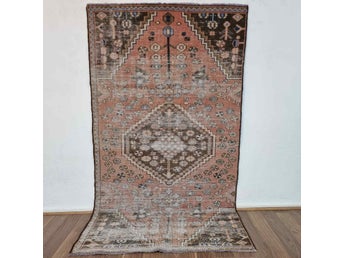 Äkta Vintage matta ca: 185x103 cm - 100% ull - Tvättad & klart - Handknuten