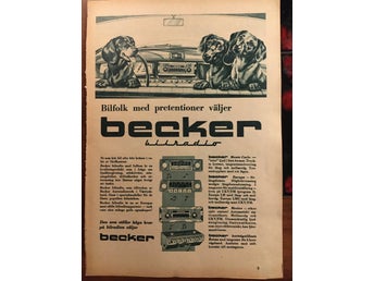 Becker Bilradio Annons 1959