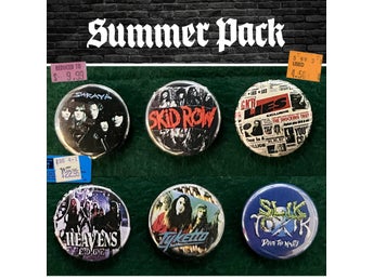 6 st Heavy Metal pins (25 mm) * limiterad * gratis porto * SUMMER PACK #26