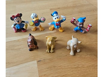 Vintage Figurer Lot 7 st – Disney, Lejonkungen, Bamse, Lady Bully Retro