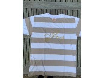Retro, 80-tal. SOL-DESIGN vit, beige t-shirt, storlek M
