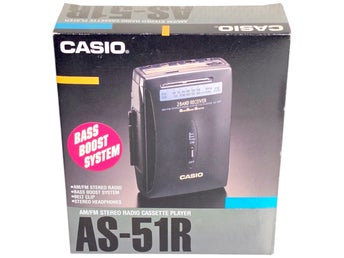 Casio AS-51R AM/FM Stereo Radio Bärbar Kassettspelare - från slutet 80-tal