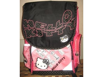 Hello Kitty - Rosa Svart Ryggsäck Väska Skolväska