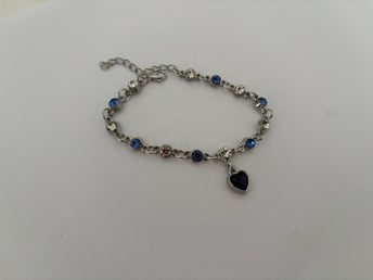 Fotlänk/armband med kristaller hjärthänge kvinna