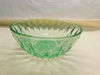 Grön Glasskål Vintage 1940 Tals Depressionsglas Skål Grön Färg