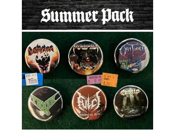 6 st Thrash/Death Metal pins (25 mm) * limited * gratis porto * SUMMER PACK #27