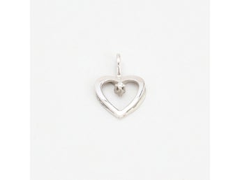 Hjärthänge med diamant i 14K vitt guld, 1.5 cm, 0.92 g