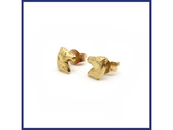 Örhängen, 18K guld, hästmotiv, studs (vikt 0,4g)