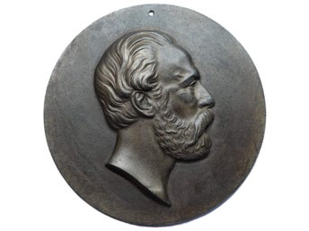 OSKAR II (1872-1907). Medalj / Väggmedaljong. Brons Ø 180 mm, 699 gram!