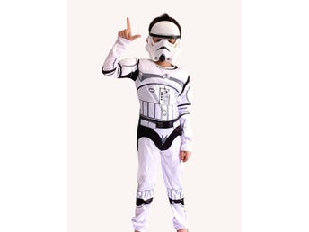 Stormtrooper Deluxe Barn Maskeraddräkt Maskerad Halloween 110-120 Ny