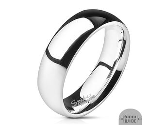 Ring slät konvex 6 mm. bred i Spegel Polerad 316L stål 7 = 17,32