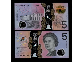 Australia Australien 5 dollars sedel 2016 ovikt/UNC P-62 Queen Elizabeth II