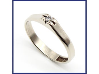 Ring, 18K vitguld, naturlig briljantslipad diamant (0,04ctv, stl 17,2mm)