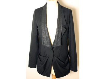Belle ladies vintage black blazer with glitter collar detail-circa 1970s-EU 36