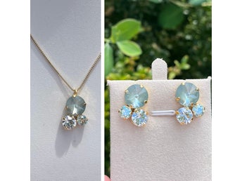 Set halsband, Stud mixed sized, kristall, egen design.