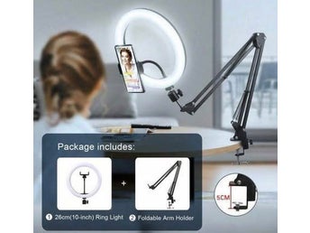 Ring Light med Vikbar Armhållare för Telefon HELT NY!
