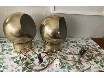 Vintage/retro vägglampa/bordslampor/sänglampor Hemi klot 3 mässingsfärg