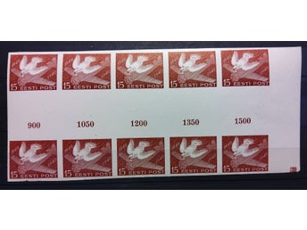 Estonia 1940 MiNr.162 utan perforering Carrier Pigeon 10 marginalpar MNH**