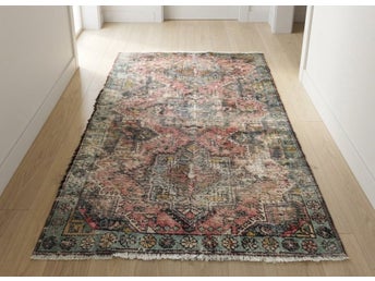 Handknuten Vintage Matta 157x97 cm – Sliten Charm & Harmoniska Tonerna