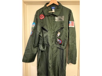 Top Gun grön maskeraddräkt / overall, storlek L