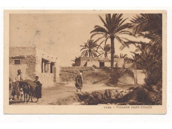 Algeriet By i oasen Hus Folkliv åsna barn pg Alger 1928 KV6 Flera hörnveck t h *