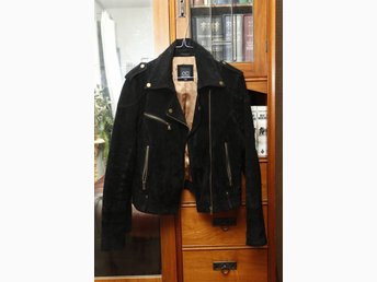 Svart Mc jacka, äkta skinnmocka Trend, retro, .. (381424861 Svart Mc jacka, äkta skinnmocka Trend, retro, .. (381424861