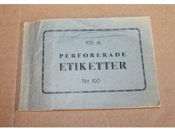 Antikt häfte med perforerade etiketter / prislappar 1800-tal eller tidigt 1900-t