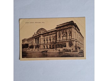 Vykort, Public Library, Milwaukee, Wis, USA.
