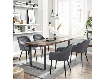 Songmics matstol, fåtölj, stoppad stol med armstöd, metallben, LDC087G01V1