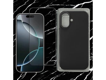 [Paket] iPhone 16 Plus - Svart Skal + 9H Härdat Glas Skärmskydd