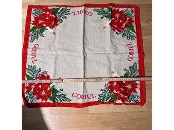 Duk med texten God Jul, julstjärnor