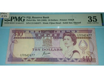 Fiji P92a - $10 1989 - Serie C/5 QEII PMG35VF