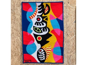 Kennedy Bahia Textil Bonad 97x67 cm Modernism Vintage Rare Väggbonad Brazil (BV)