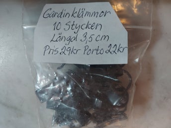 Gardinklämmor för Ringar 10 Stycken i Svart lackerad Metall Längd 3,5 cm
