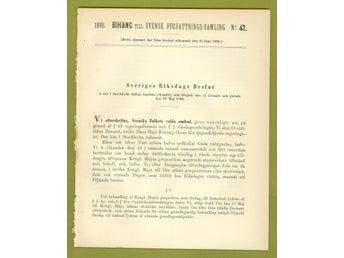 SFS 1896 Bihang 42. Sveriges Riksdags Beslut