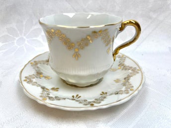 Silesia antik kaffekopp med fat Germany tidigt 1900 tal