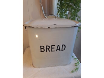 Antik Emaljerad brödburk, brödlåda, Bred. England