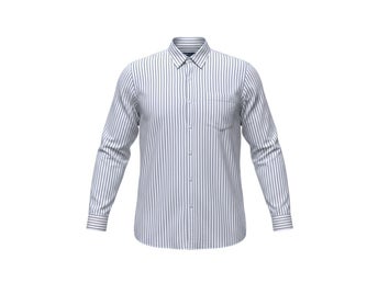 Easy Shirt Herr UK Storlek 3XL Blårandig Långärmad Bröstficka Vingkrage