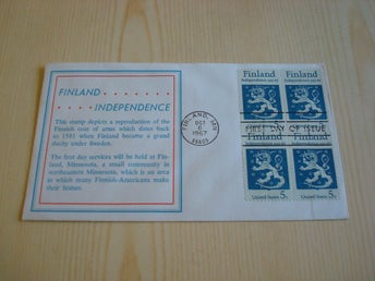 Finland Independence 1917-1967 USA förstadagsbrev 4 st. frimärken