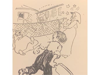Illustration ”Barn spelar badminton med klappträ” från 1934