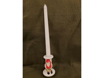 Ljusstake JUL tomte porslin H 9,5 cm !