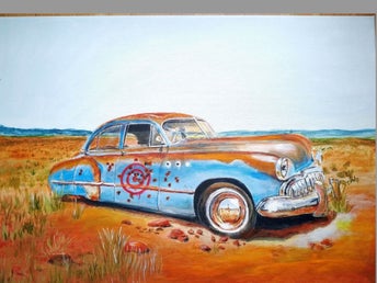 Akrylmålning Bullseye 70x50cm, (Målning Olds Oldsmobile, jänkare