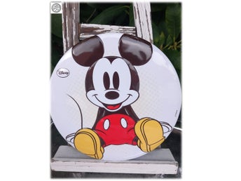 Disney chokladask plåt rund med Musse Pigg Micke Mouse Fint skick