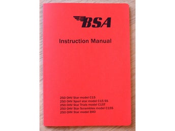 Instruktionsbok BSA Star C15, C15 SS, C15T, C15S, B40