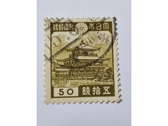 Japan frimärke – 50 Sen olivbrun (1937-1940) – Kinkaku-ji (Guld-paviljongen)
