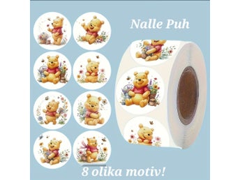 32 st små runda Klistermärken med söta Nalle Puh!