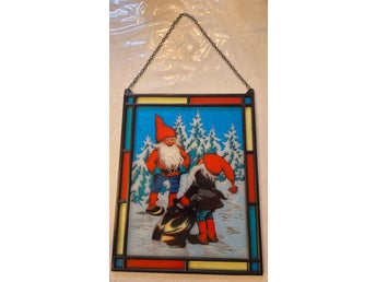 Superfin retro fönsterhänge i glas med ett klassiskt julmotiv