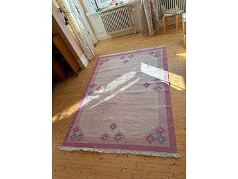 Röllakanmatta / röllakan matta - Elsa Ekholm? rosa/vit/blå/lila färg 230x170