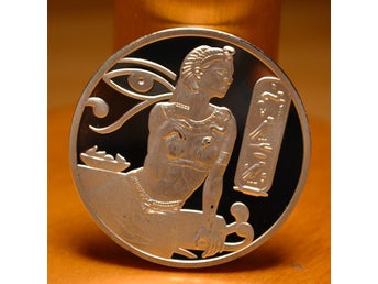 Kleopatra Farao Kung Kejsare Drottningen av Egyptien Mynt Silver Plätering Ny